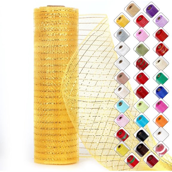 Kiibsot 1 Roll 10 Yards Christmas Wired Ribbon - Sheer Glitter Mesh Ribbon for Tree Garland, Gift Wrapping & DIY Crafts (10" Wide) - Holiday Party Decorations