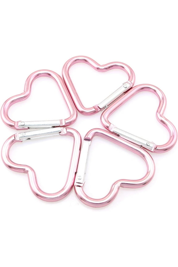 10pcs Heart-Shaped Aluminum Snap Hook Clip Key Holder, Keychain Clip