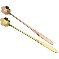 Kiibsot 2 Pack Dessert Spoons Cafe Cheese Spoon, 7 Inch Stirring Spoons Set, Stainless Steel Bar Spoons Stirring Spoon Ice Cream Dessert Spoon, Gold & Rose Gold