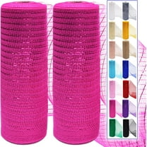 Kiibsot 2 Pack Mesh Ribbon Rolls 10 Inch 10 Yards(30 ft) Decorative Mesh Fabric with Foil for Wreaths Christmas Tree Ribbon Door DIY Craft Halloween Decor Wedding Party Supplies