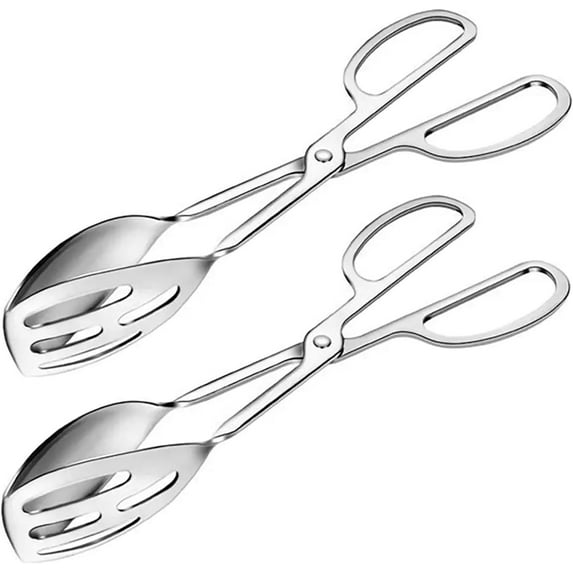 Kiibsot 2 Pack Serving Tongs Buffet for Kitchen Cooking 10 Inch Stainless Steel Salad Tongs Serving Utensils for Wedding Party Catering