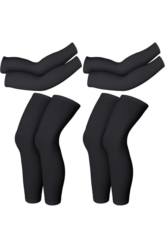 2 Pairs Compression Full Length Leg Sleeve Arm Sleeve for Men Women, for Football,Tennis,Running