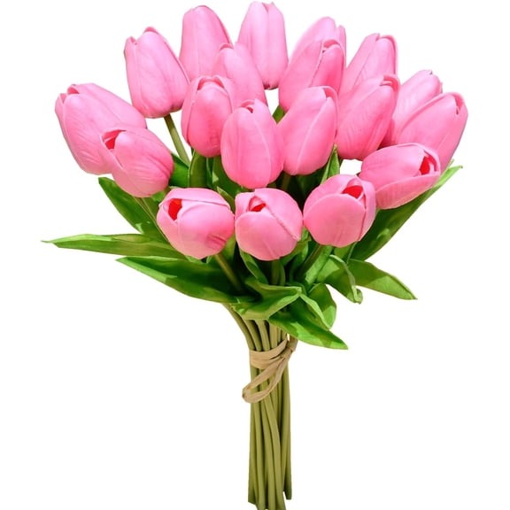 Kiibsot 20pcs Artificial Tulip Silk Fake Flowers 13.5" for New Year Mother's Day Easter Gifts in Bulk Home Kitchen Wedding Decorations