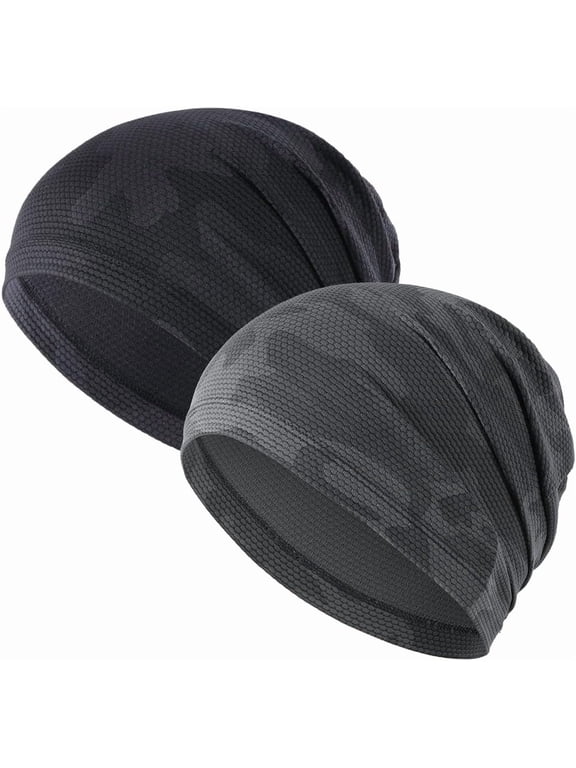 2Pcs Cooling Skull Cap for Men & Women - Breathable Summer Beanie for Running, Cycling, Motorcycle