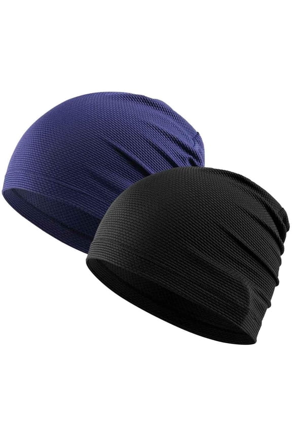 2Pcs Cooling Skull Cap for Men & Women - Breathable Summer Beanie for Running, Cycling, Motorcycle