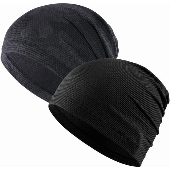 Kiibsot 2Pcs Cooling Skull Cap for Men & Women - Breathable Summer Beanie for Running, Cycling, Motorcycle