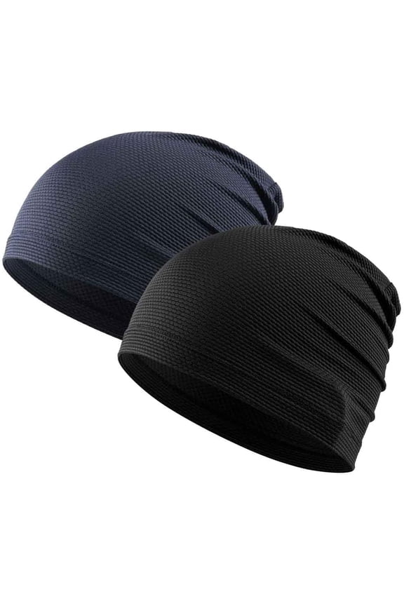 2Pcs Cooling Skull Cap for Men & Women - Breathable Summer Beanie for Running, Cycling, Motorcycle