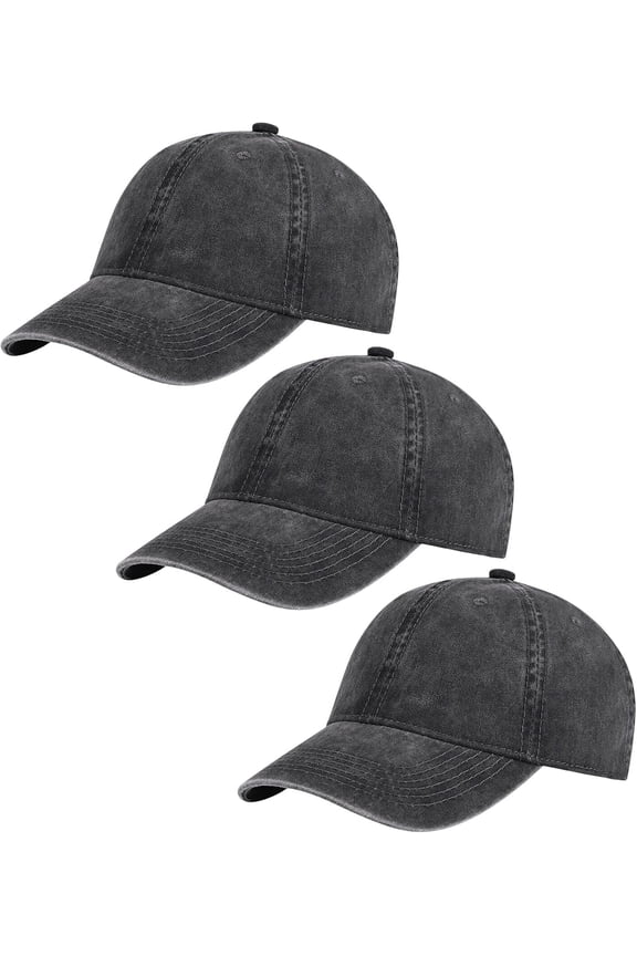 3 Pack Vintage Washed Cotton Adjustable Baseball Caps for Men Women Unstructured Low Profile Dad Hat