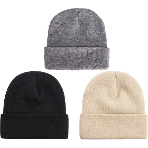 Kiibsot 3 Packs Unisex Beanie Hats for Men Women Winter Knit Beanies