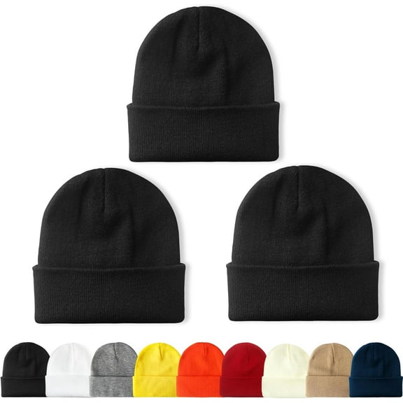 Kiibsot 3 Packs Unisex Beanie Hats for Men Women Winter Knit Beanies
