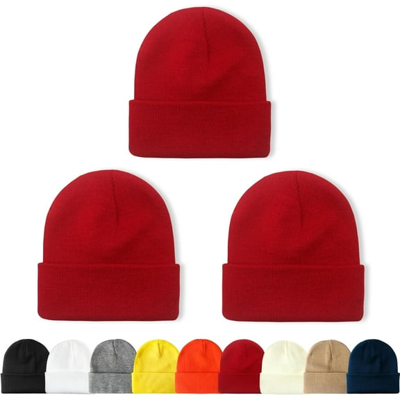 Kiibsot 3 Packs Unisex Beanie Hats for Men Women Winter Knit Beanies