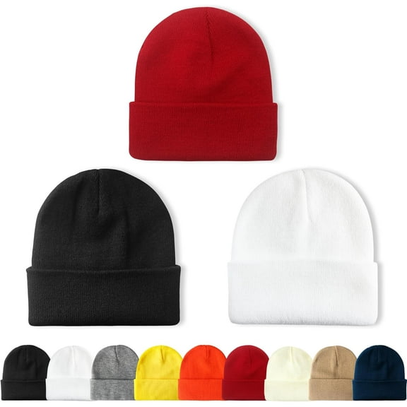 Kiibsot 3 Packs Unisex Beanie Hats for Men Women Winter Knit Beanies
