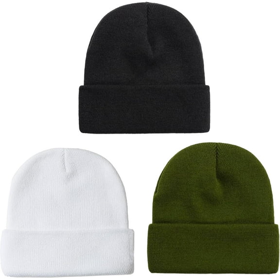 Kiibsot 3 Packs Unisex Beanie Hats for Men Women Winter Knit Beanies
