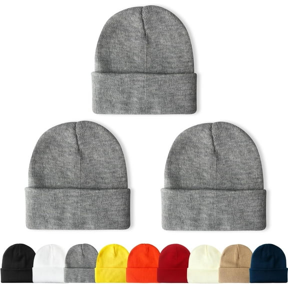 Kiibsot 3 Packs Unisex Beanie Hats for Men Women Winter Knit Beanies