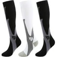 thumbnail image 1 of Kiibsot 3 Pairs/ 4 Pairs Compression Socks for Woman & Man Unisex 20-30mmHg Knee High Plus Size Wide Calves for Sports Running…, 1 of 6
