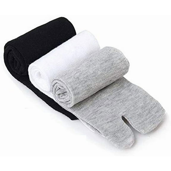 Kiibsot 3 Pairs Unisex Casual Japan Tabi Socks, Split 2 Toe Sandals Ninja Slipper Socks