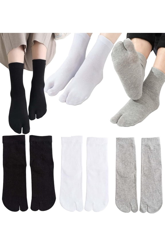 3 Pairs Women Girl Cotton Sports Casual Sandal Split Two Toe Japanese Tabi Flip Flops Socks Elastic One Size