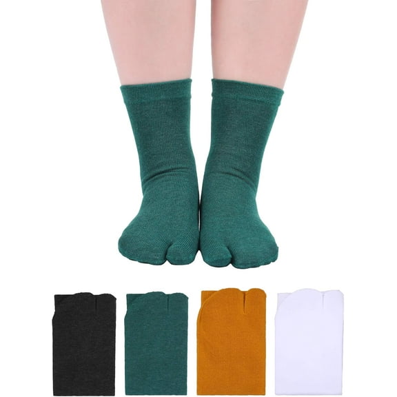 Kiibsot 4 Pack Flip Flop Socks Split Toe Socks Japanese Tabi Socks for Men Women