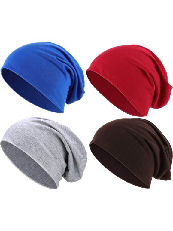 4 Pieces Thin Summer Slouchy Cap Beanies Hat Unisex Hip-Hop Sleep Cap Dwarf Hat