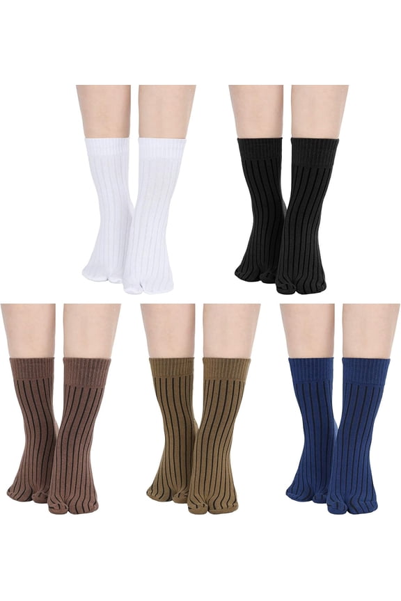 5 Pairs Tabi Socks Women Men Cotton Tabi Toe Elastic Two Toe Ankle Socks Casual Sandal Socks