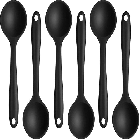 Kiibsot 6 Pack Large Silicone Cooking Spoons 10.8'' Heat Resistant Kitchen Spoons for Cooking Silicone Serving Stirring Mixing Spoons