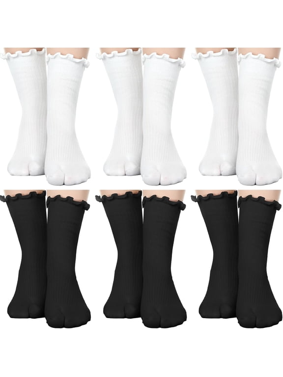 6 Pairs Split Toe Socks Frilly Tabi Cotton Sandal Socks for Men Women