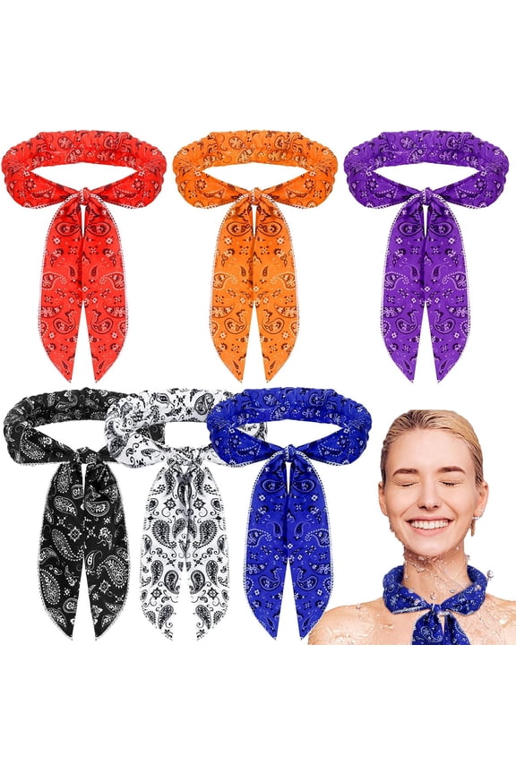 6 Pcs Cooling Neck Wraps Neck Cooler Scarf Cooling Bandana for Women Men Hot Weather Outdoor Activities