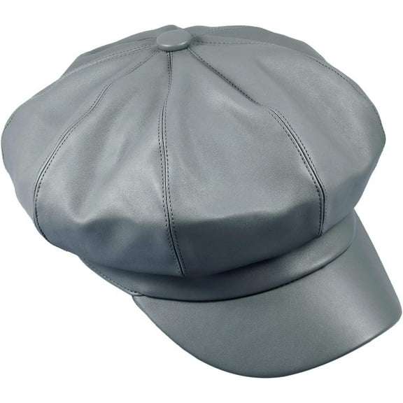 Kiibsot 8 Panels Newsboy Caps for Women Vintage PU Leather Cabbie Painter Hat Gatsby Ivy Beret Cap