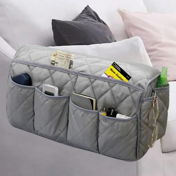Kiibsot Armchair Caddy, Waterproof Sofa Armrest Organizer, Non Slip Recliner Organizer, Remote Holder for Recline, Recliner Caddy with 10 Pockets Storage for TV Remote, Phone, Magazine