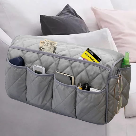 Kiibsot Armchair Caddy, Waterproof Sofa Armrest Organizer, Non Slip Recliner Organizer, Remote Holder for Recline, Recliner Caddy with 10 Pockets Storage for TV Remote, Phone, Magazine
