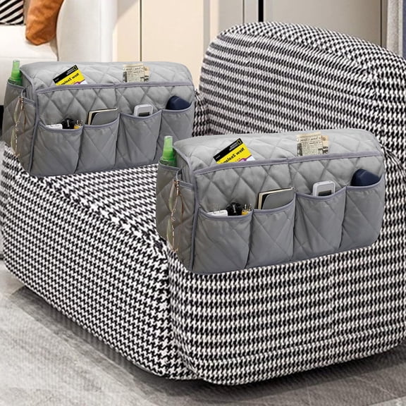 Kiibsot Armchair Caddy, Waterproof Sofa Armrest Organizer, Non Slip Recliner Organizer, Remote Holder for Recline, Recliner Caddy with 10 Pockets Storage for TV Remote, Phone, Magazine