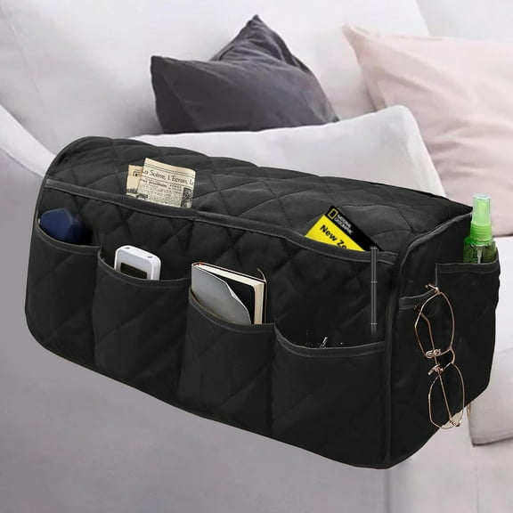 Kiibsot Armchair Caddy, Waterproof Sofa Armrest Organizer, Non Slip Recliner Organizer, Remote Holder for Recline, Recliner Caddy with 10 Pockets Storage for TV Remote, Phone, Magazine