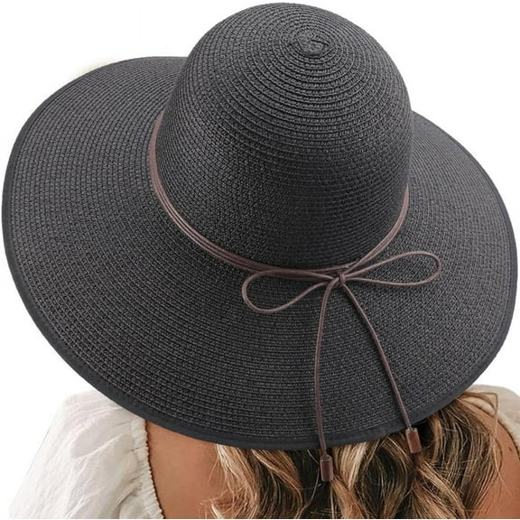 Kiibsot Beach Hats for Women Big Straw Wide Brim Summer Hat Floppy Foldable Roll up Cap Sun Hat UPF 50 