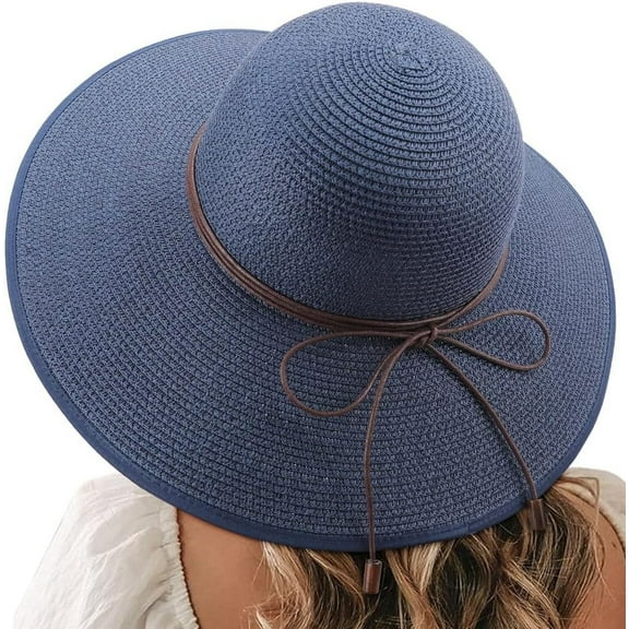 Kiibsot Beach Hats for Women Big Straw Wide Brim Summer Hat Floppy Foldable Roll up Cap Sun Hat UPF 50 