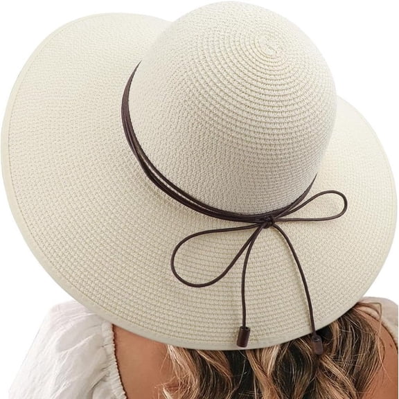 Kiibsot Beach Hats for Women Big Straw Wide Brim Summer Hat Floppy Foldable Roll up Cap Sun Hat UPF 50 