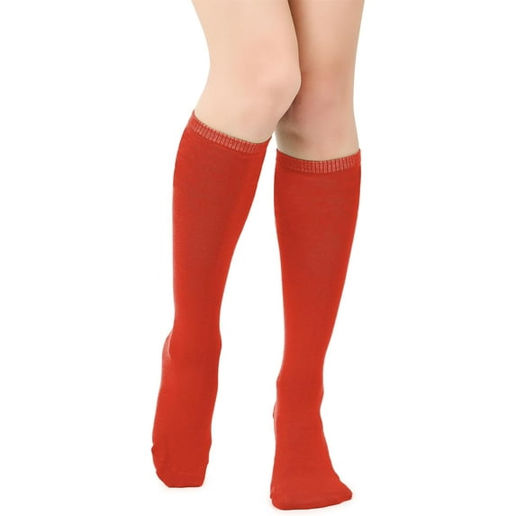 Kiibsot Casual Knee High Solid Color Tube Socks for Women Girls Elasticity Athletic Long Stockings for School Daily Wear
