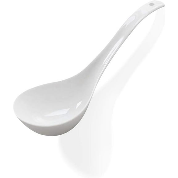 Kiibsot Ceramic Soup Ladle Spoon Bone china Big Ladle Spoon, Deep Porcelain Spoon Flatware Asian Soup Tureen Spoon 9" x 3" Scoops for household purposes