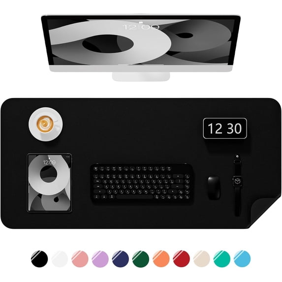 Kiibsot Desk Pad, 23.6" x 13.8" PU Leather Non-Slip Desk Mat Large Mouse Pad for Desktop, Waterproof Laptop Computer Writing Mat for Office, Home, Work, Gaming