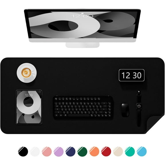 Kiibsot Desk Pad, 23.6" x 13.8" PU Leather Non-Slip Desk Mat Large Mouse Pad for Desktop, Waterproof Laptop Computer Writing Mat for Office, Home, Work, Gaming