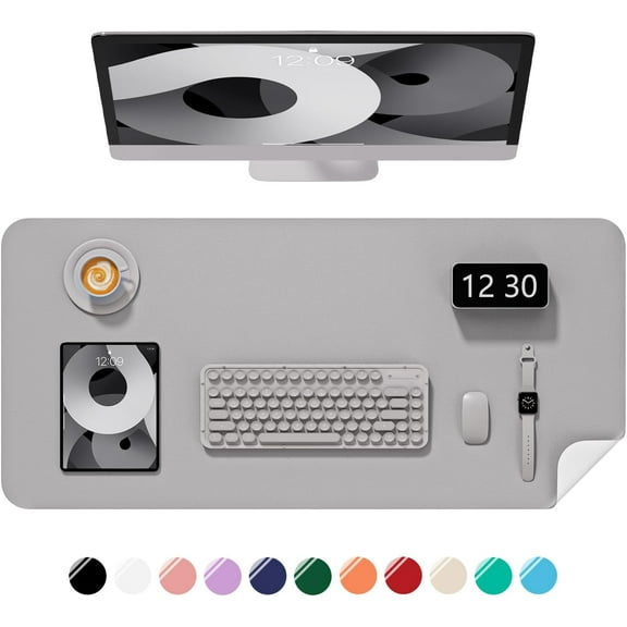 Kiibsot Desk Pad, 23.6" x 13.8" PU Leather Non-Slip Desk Mat Large Mouse Pad for Desktop, Waterproof Laptop Computer Writing Mat for Office, Home, Work, Gaming