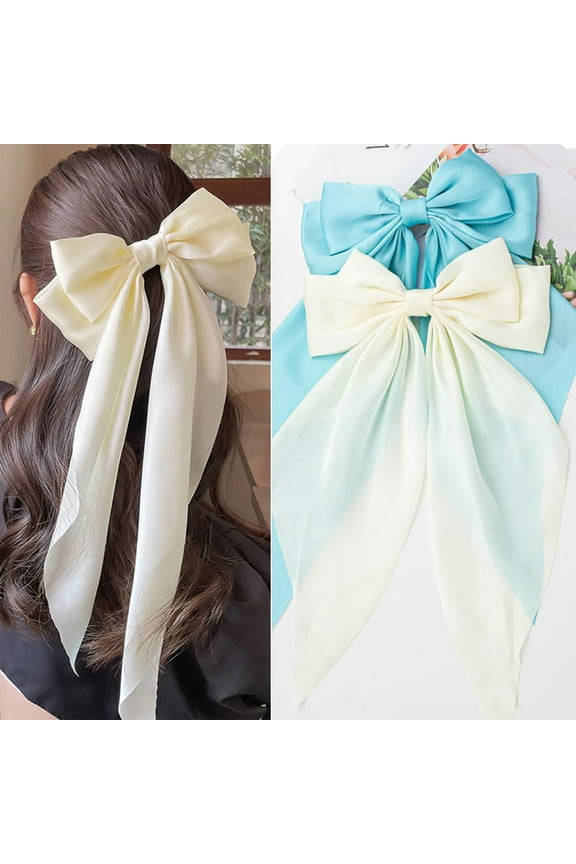 Hair Bows Ribbon Bows for Women, Silky Satin Ribbon Hair Clips, Oversized Long-tail Cute Aesthetic Accessories, Big Hair Bow,Big Bows for Women Girls