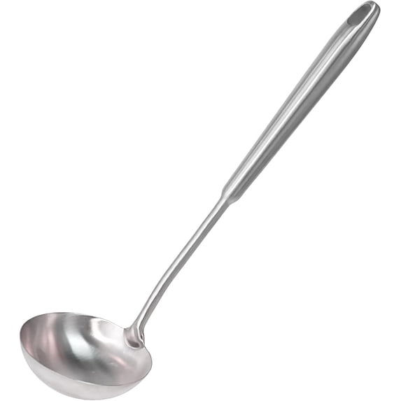 Kiibsot Heat Resistance Soup Ladle, 304 Stainless Steel Soup Spoon with Vacuum Ergonomic Round Handle, Cooking Spoon for Kitchen, 13.7 Inches