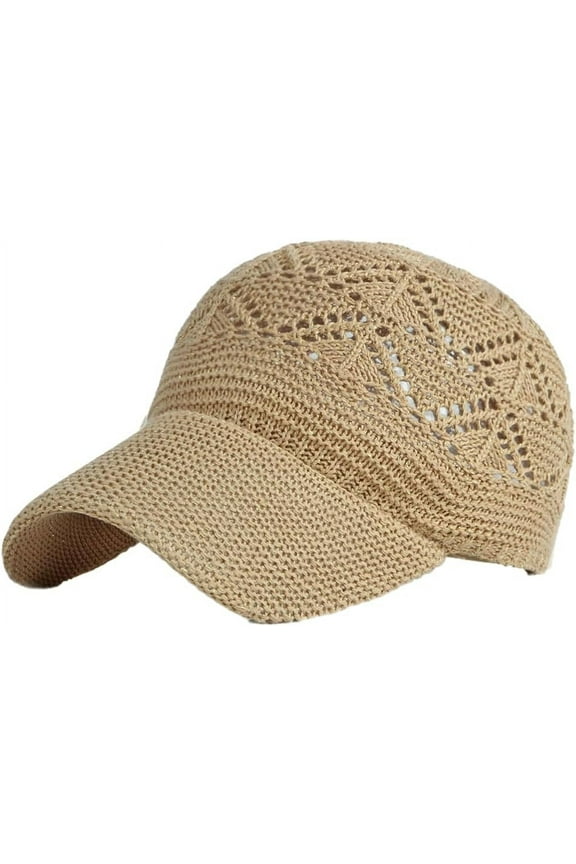 Knit Mesh Baseball Cap for Women Summer Mesh Trucker Hat Adjustable Crochet Sun Hat Outdoor