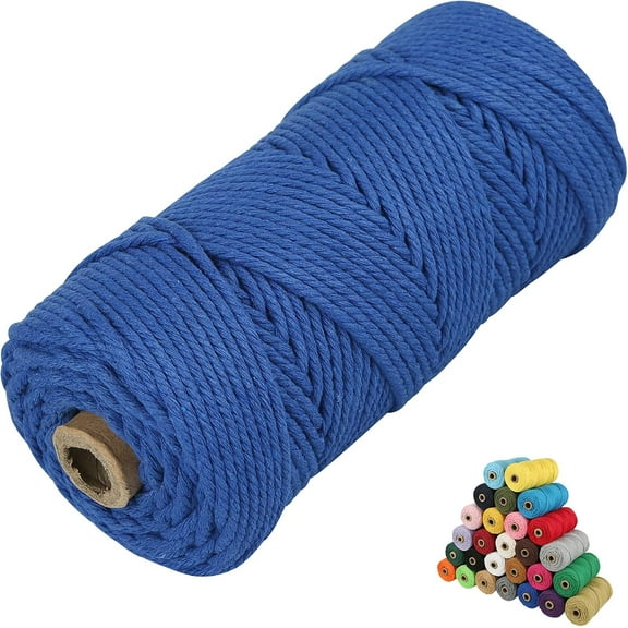 Kiibsot Macrame Cotton Cord, 1 Roll 4 Strand Twisted Macrame Yarn, Natural Cotton Cord Perfect Macrame Supplies for DIY Crafts Knitting Plant Hangers (2mm*109Yards)