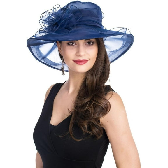 Kiibsot Organza Derby Church Hat for Women Bridal Wedding Tea Party Hat