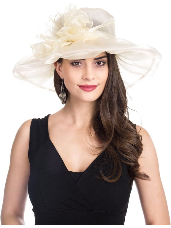 Organza Derby Church Hat for Women Bridal Wedding Tea Party Hat