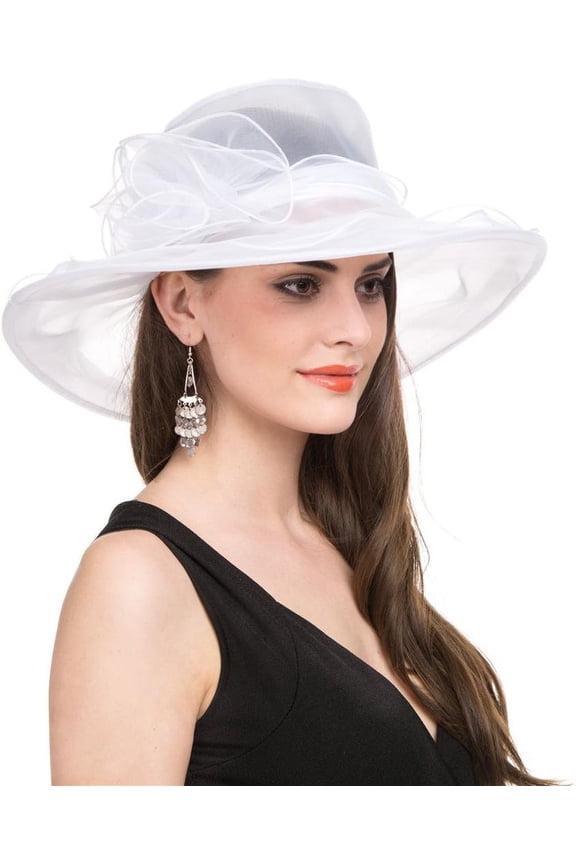 Organza Derby Church Hat for Women Bridal Wedding Tea Party Hat