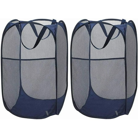 Kiibsot Popup Mesh Laundry Baskets, Collapsible and Portable Clothes Washing Laundry Hampers with Reinforced Carry Handles, Clothes Hamper for Home, Travel, College Dorm