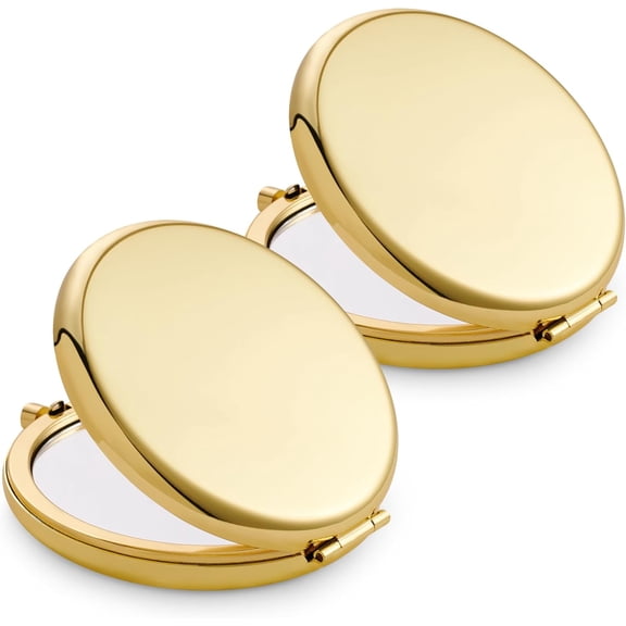 Kiibsot Portable Compact Makeup Mirrors for Women, Metal Round Shell, Double-Sided 1X/2X Magnifying, Portable Travel Makeup Mirror, Mini Pocket Mirror