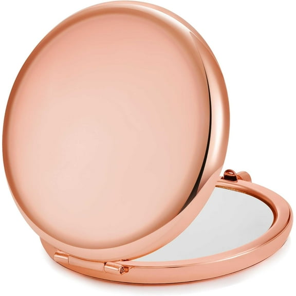 Kiibsot Portable Compact Makeup Mirrors for Women, Metal Round Shell, Double-Sided 1X/2X Magnifying, Portable Travel Makeup Mirror, Mini Pocket Mirror